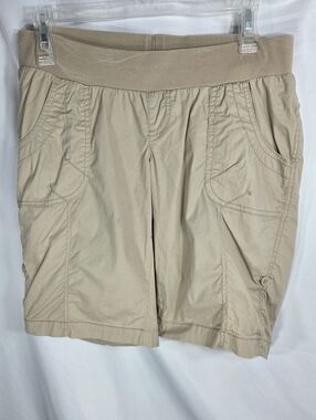 Oh Baby by Motherhood Khaki Tan Cotton Shorts w/Tab Cuffs & Pockets Size Medium